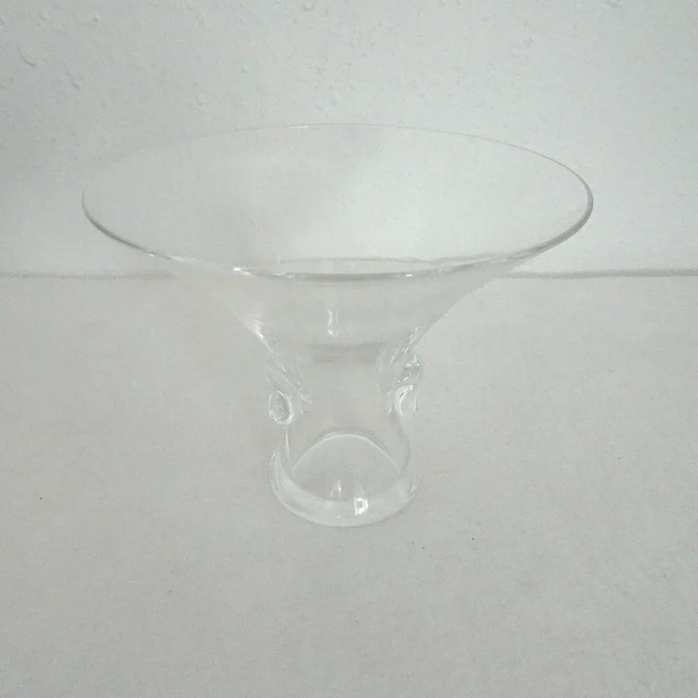 Steuben Crystal Art Glass Bouquet Thumbprint Vase Compote MCM 5